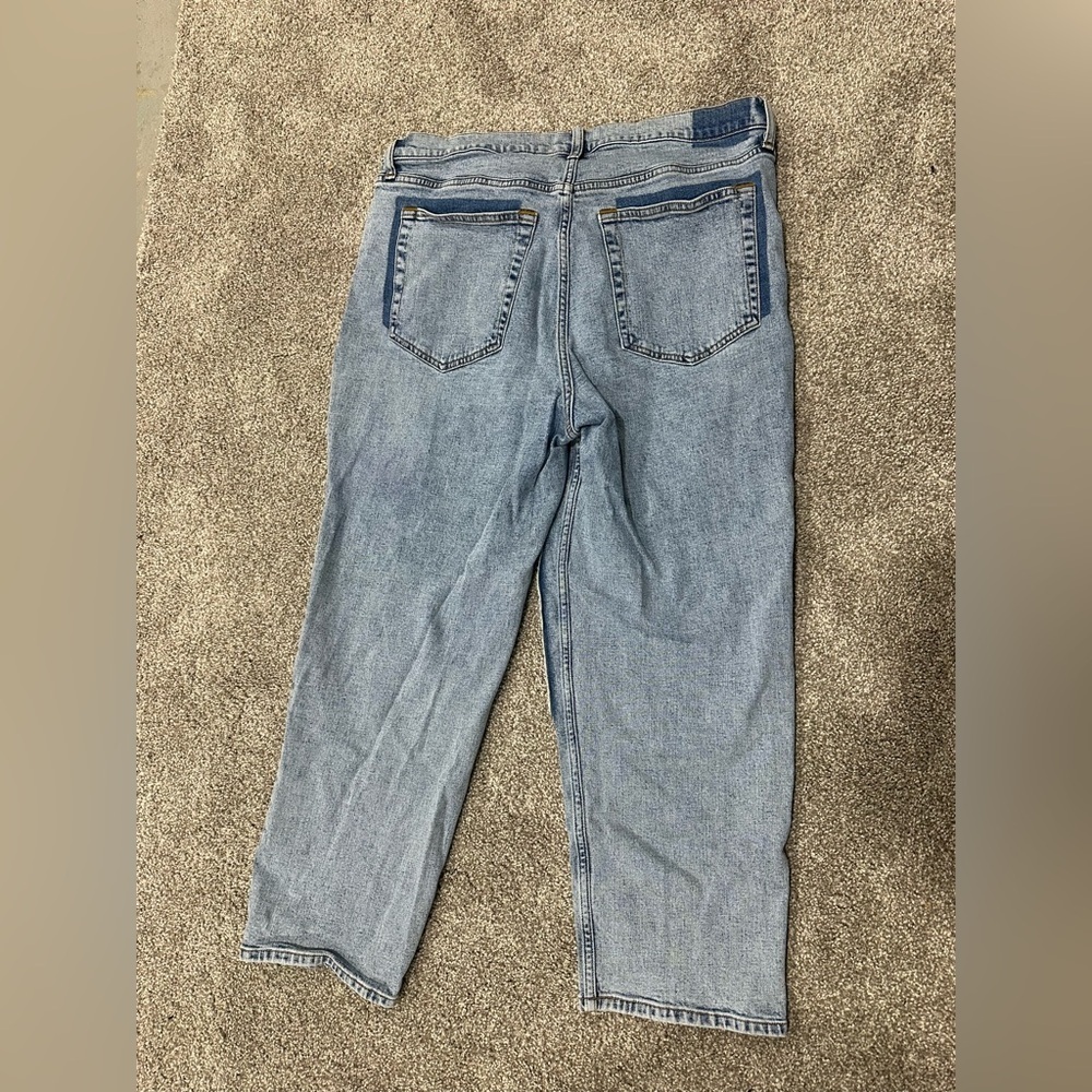 Abercrombie & Fitch The Ankle Straight Ultra High Rise Jeans Knee Patch 33 16s - Picture 2 of 4